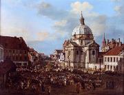 Bernardo Bellotto New Town Market Square with St. Kazimierz Church. painting